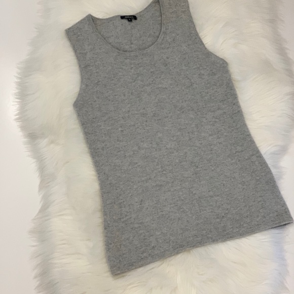 Pure Amici Gray Cashmere Sleeveless Sweater Top - Picture 5 of 9